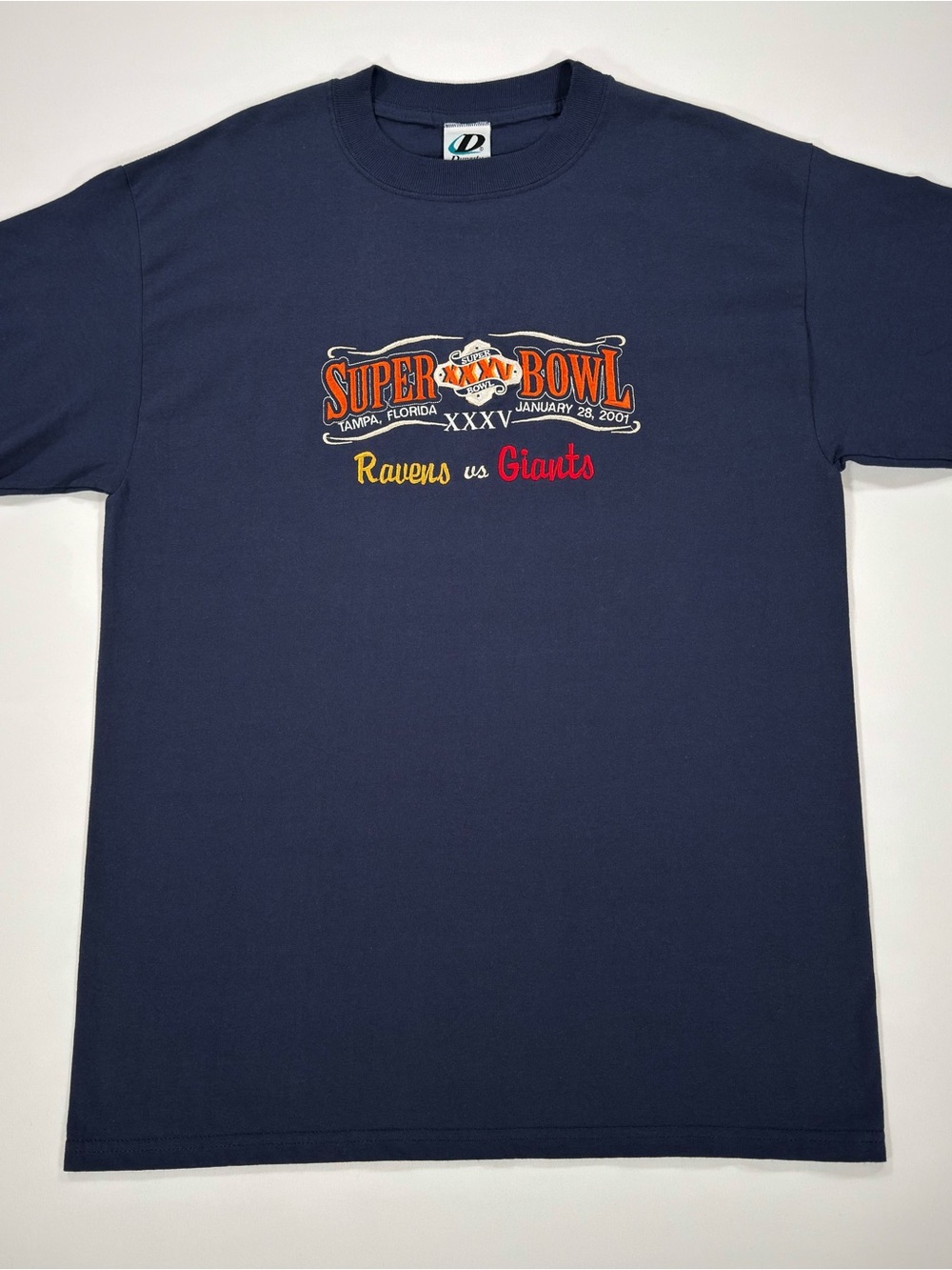 Vintage Super Bowl XXXV 2001 Shirt Ravens vs Giants Dynasty Stadium Collection L